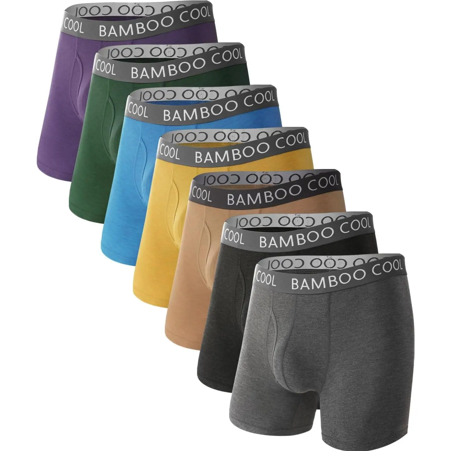 Men's Ultra Breathable Bamboo Viscose Boxer Briefs - Menswear, Anti-Wedgie No Riding Up, Cooling Tag-Free Comfort-Flexible Waistband Multipack