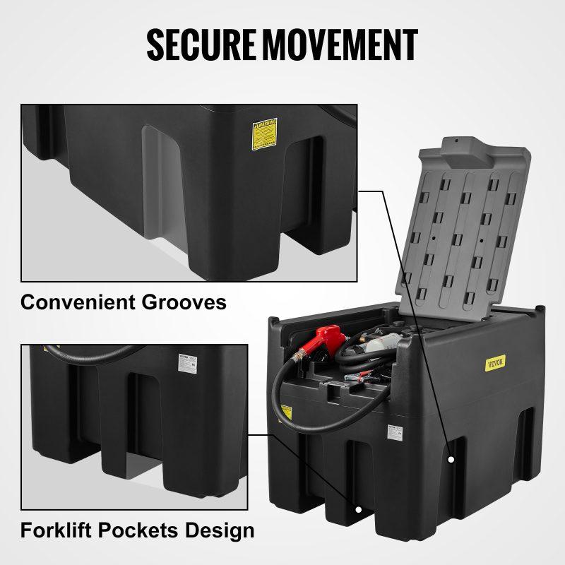 VEVOR Portable Diesel Tank, 116 Gallon Capacity 10 GPM Flow Rate, Diesel Fuel Tank with 12V Electric Transfer Pump and 13.1ft Rubber Hose, PE Diesel Transfer Tank for Easy Fuel Transportation, Black VEVOR Portable Diesel Tank, 116 Gallon Capacity 10 GPM Flow Rate, Diesel Fuel Tank with 12V Electric Transfer Pump and 13.1ft Rubber Hose, PE Diesel Transfer Tank for Easy Fuel Transportation, Black