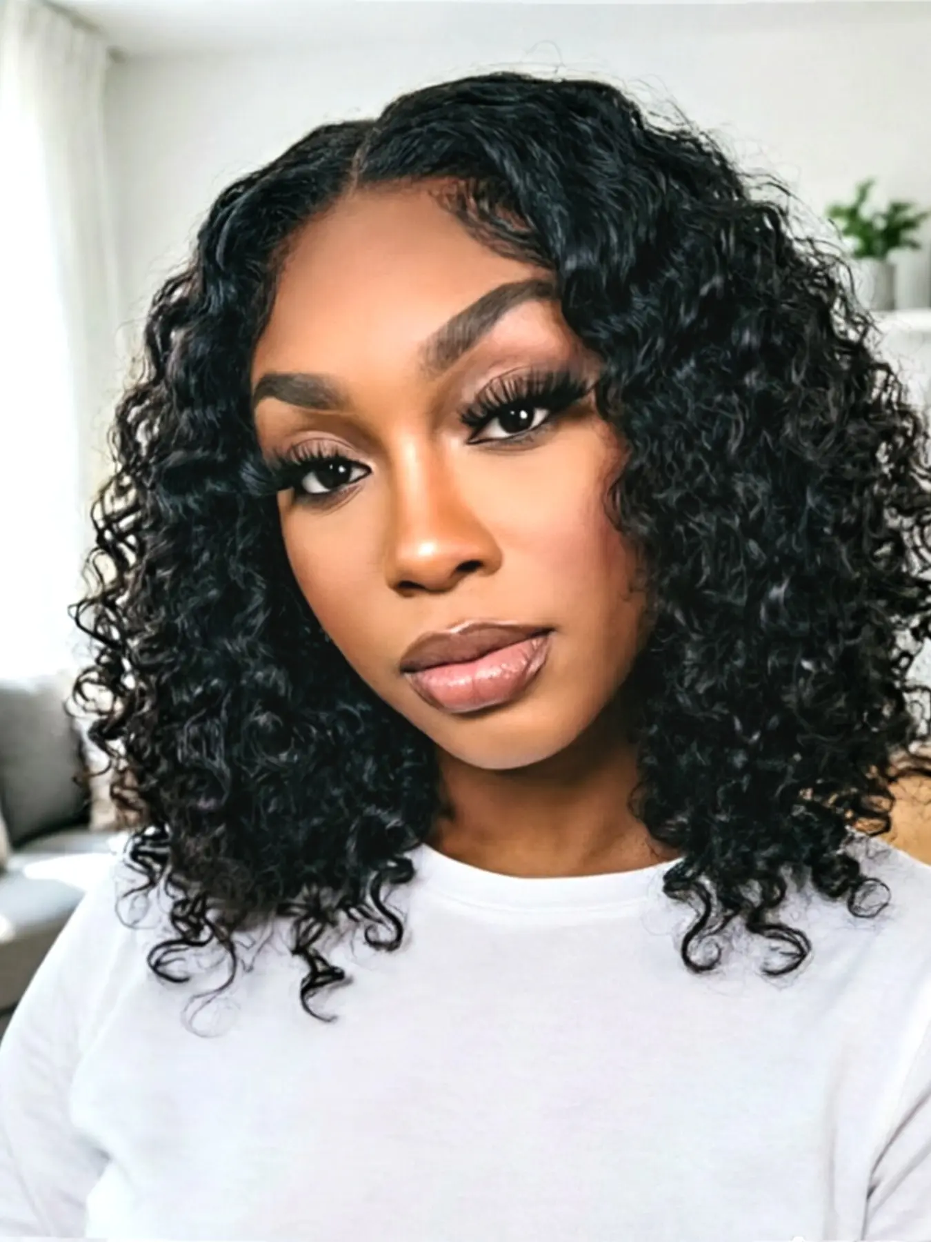 Bob Wig Brazilian Human Hair 4x4 Transparent Lace Closure Pre Plucked Short Deep Wave Natural Black Natural Looking Wigs for Women Daily Party Wear