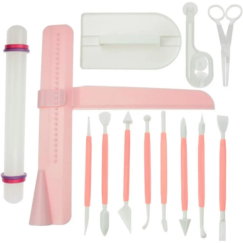 - Fondant Cake Decorating Tool w/Adjustable Scraper Icing  Rolling Pin Trimmer  Embosser Flower Scissor for Sugarcraft Gumpaste