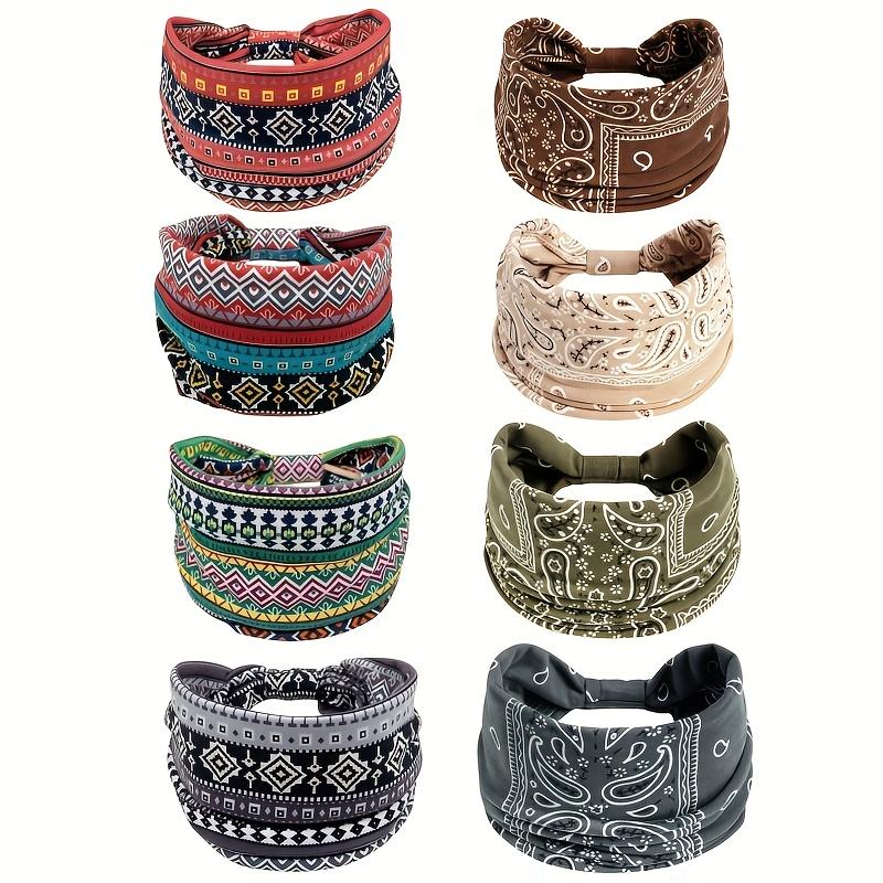 8pcs/Set Wide Floral Turban Headbands for Women/Men, Vintage Wrap for Sports, Workout.Soft Headbands-Fashion Elastic Hair Masks, Luxury Gift Hair Sweatbands.Non-Slip Knotting for Running Sports, Yoga Turban Hair Bands Hair Accessories for Daily Use