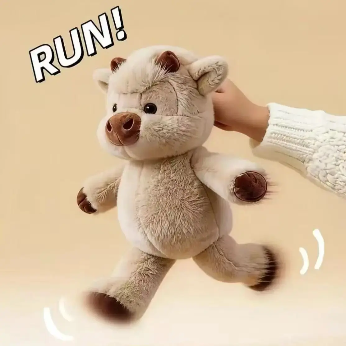 New Run Series Scottish Highland Calf Plush Toy Doll, Small Pig Hoho Stuffed Animal， Great Gift For Kids, Soft Cuddly Gift, Cow Stuffed Animal, Cute Stuffed Animal, Soft Huggable, Stuffed Farm Animals
