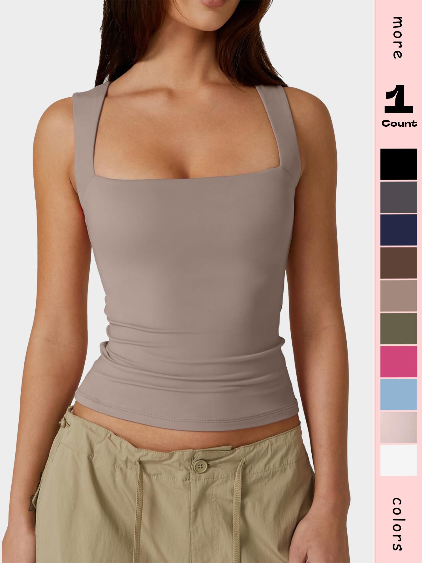 Women's Solid Square Neck Loungewear Top, Casual Slim Sleeveless Basic Top for Daily Wear, Ladies Sleepwear & Loungewear for All Seasons, Minimalist, Casual Comfy Camisole, Cami Tank Top, Camisole Shirts, Camisole Tank Tops