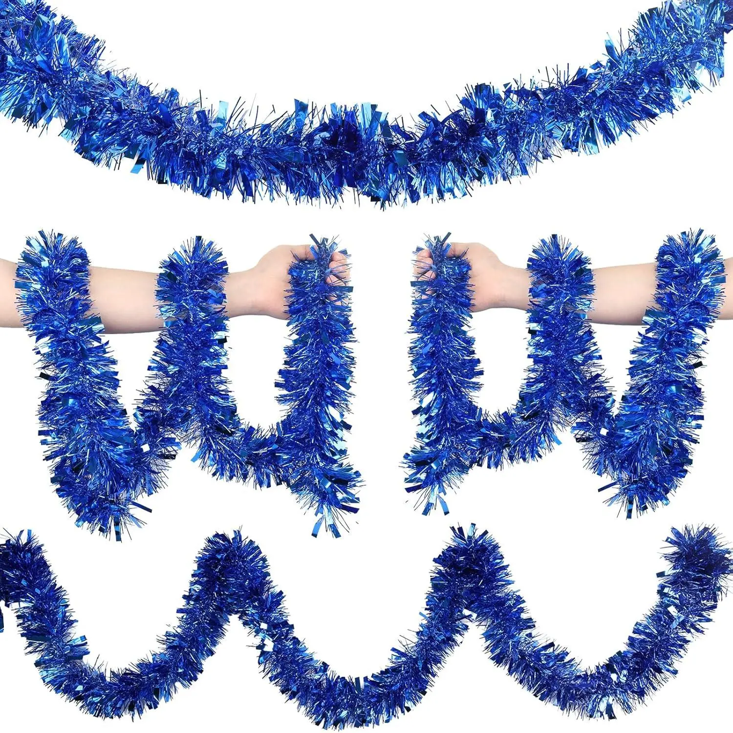 4 Pcs Blue Tinsel Garland Each 6.56 FT Glitter Hanging Metallic Foil Textured Vine for Wall Fireplace DIY Flower Basket Door Party Table Runner Decorfidget toys