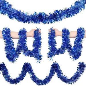 4 Pcs Blue Tinsel Garland Each 6.56 FT Glitter Hanging Metallic Foil Textured Vine for Wall Fireplace DIY Flower Basket Door Party Table Runner Decorfidget toys