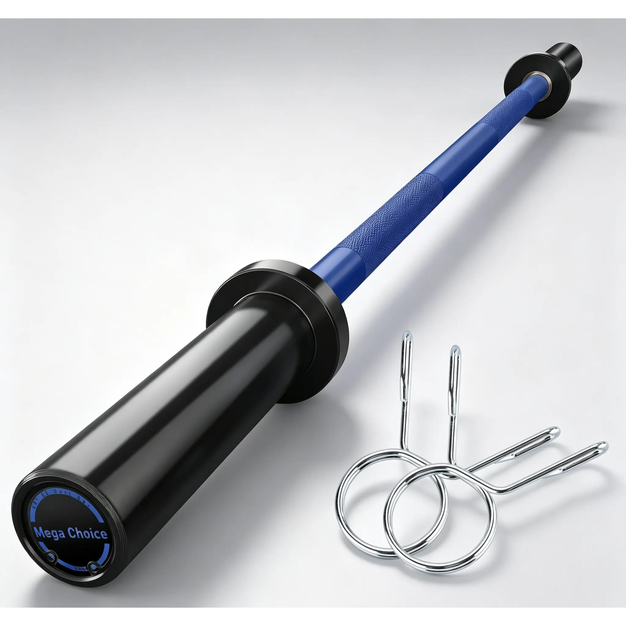 47" Olympic EZ Twist Curl Bar - Strength Training Equipment, 500LB Capacity, 2" Plate Compatibility, 2 Lock Collars, Heavy Duty for Weight Lifting, Fits 2" Plates