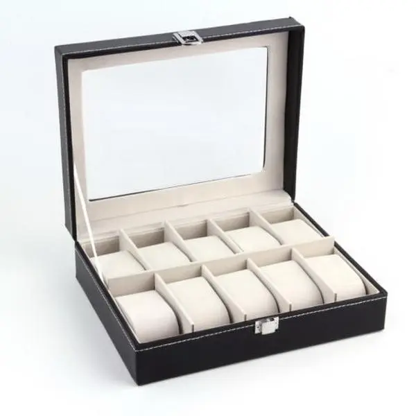 10 Compartments High-grade Leather Watch Collection Storage Box Black 10 Compartments High-grade Leather Watch Collection Storage Box Black