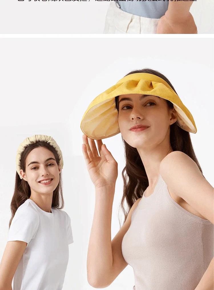 2025 Banana Shell Sun Visor Cap with Female  Protection in Summer Covering Face Beach Visor Riding Empty-top Bucket Hat