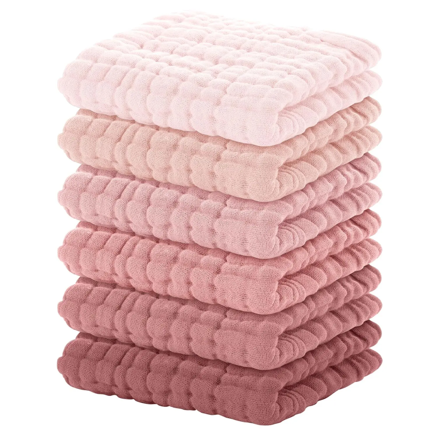 Baby Washcloths 100% Organic Cotton Face Towels 6 Pack Wash Cloths  Baby 12x12in Soft and Absorbent Baby Wipes (Gradient Pink) muslin
