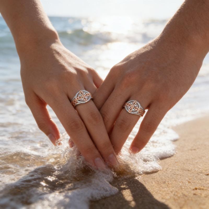 Date Essential S925 Silver Celtic Knot Ring - Rose Gold Zircon Women’s Dainty Ring