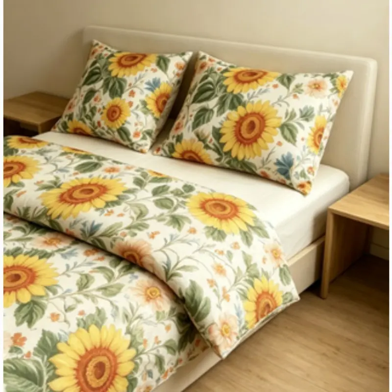 Sunflower Bed Sheet 230x230cm, One_size Bedroom Setting Pro, No Ca_prop_65_re/ca, Batch Number 1, Ideal for Home Decor