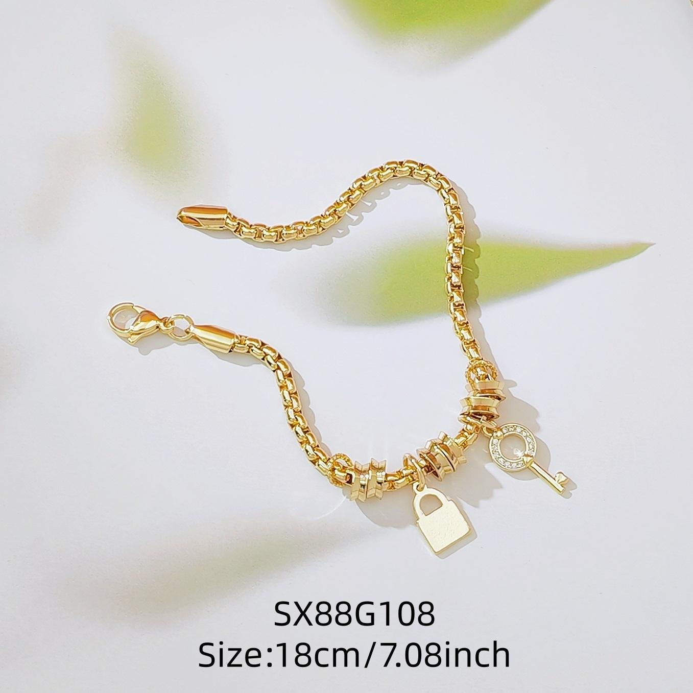 New European & American Lock and Key Pendant Gold Chain Bracelet, Fashion Light Luxury Jewelry for Women, Elegant High-End Design