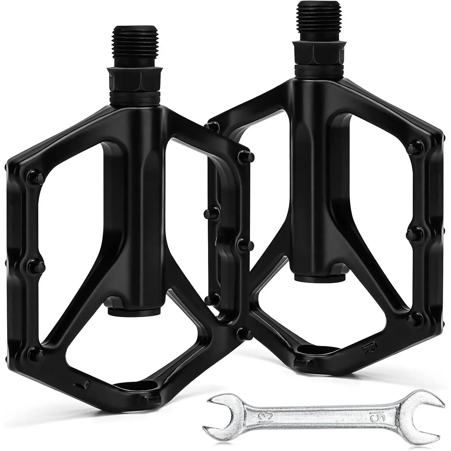 Pedals of 9/16 Inch, Professional Mountain and Road  Flat Pedal with 2 Sealed Bearings, Wide Paltform and Lightweight of  Pedals, Come with Pedal Wrench 1 count