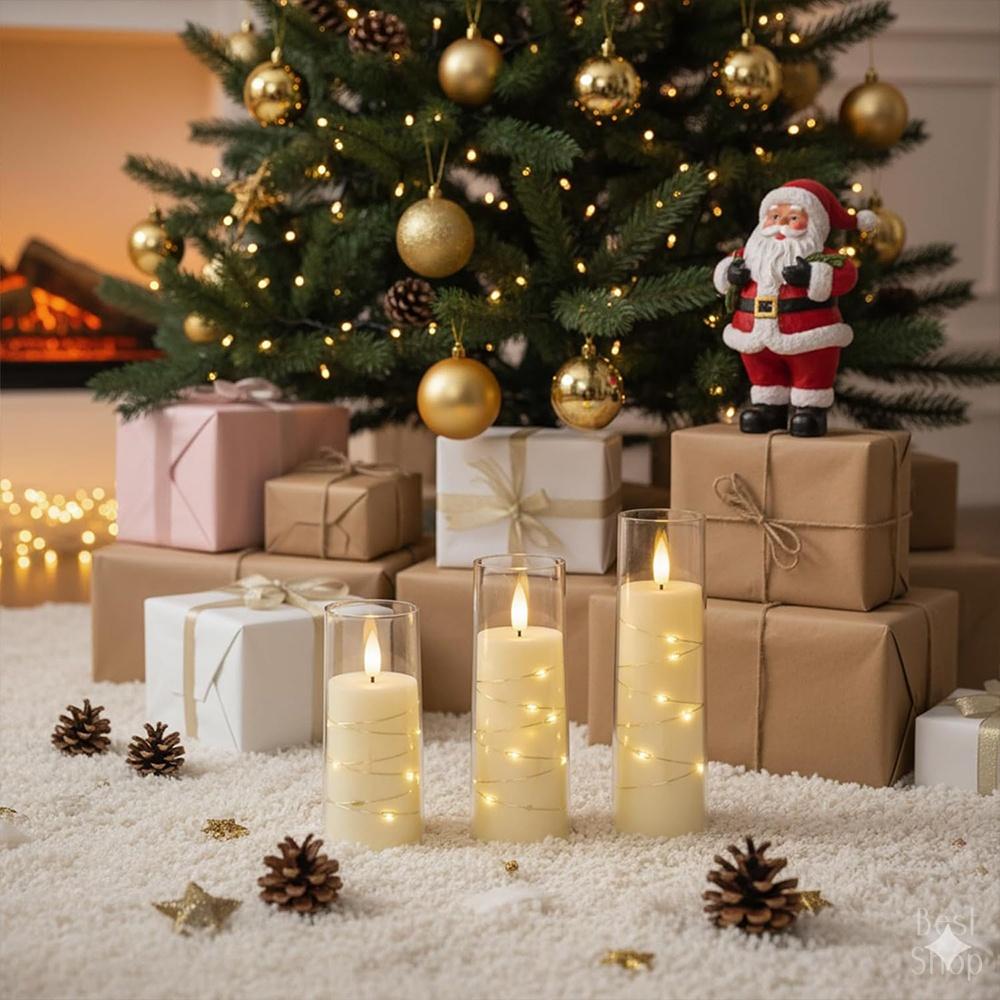 5pcs Flameless LED Candles with Embedded Star String, Battery Operated Acrylic Pillar Candles with Timer and Remote, Flickering Candles for Romantic Ambiance and Home Decoration Mood Decorative,Valentine's Day, Mother's Day