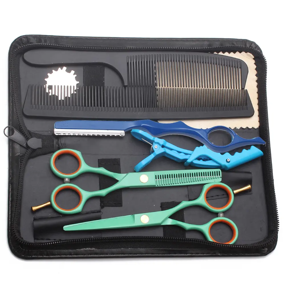 Hairdressing Scissors Black Set Japan Stainless Hair Cutting Scissors Green Hair Scissors 1Set Barber Shop Thinning Shears Haircut Shears
