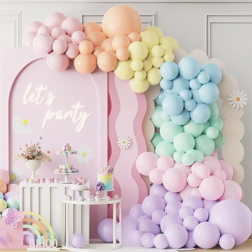 Pastel Balloon Garland Arch Kit for Pastel Birthday Party Decorations | 152 count Macaron Rainbow Latex Rainbow Balloons for Pastel Birthday  Shower Unicorn Ice Cream Party Decorations