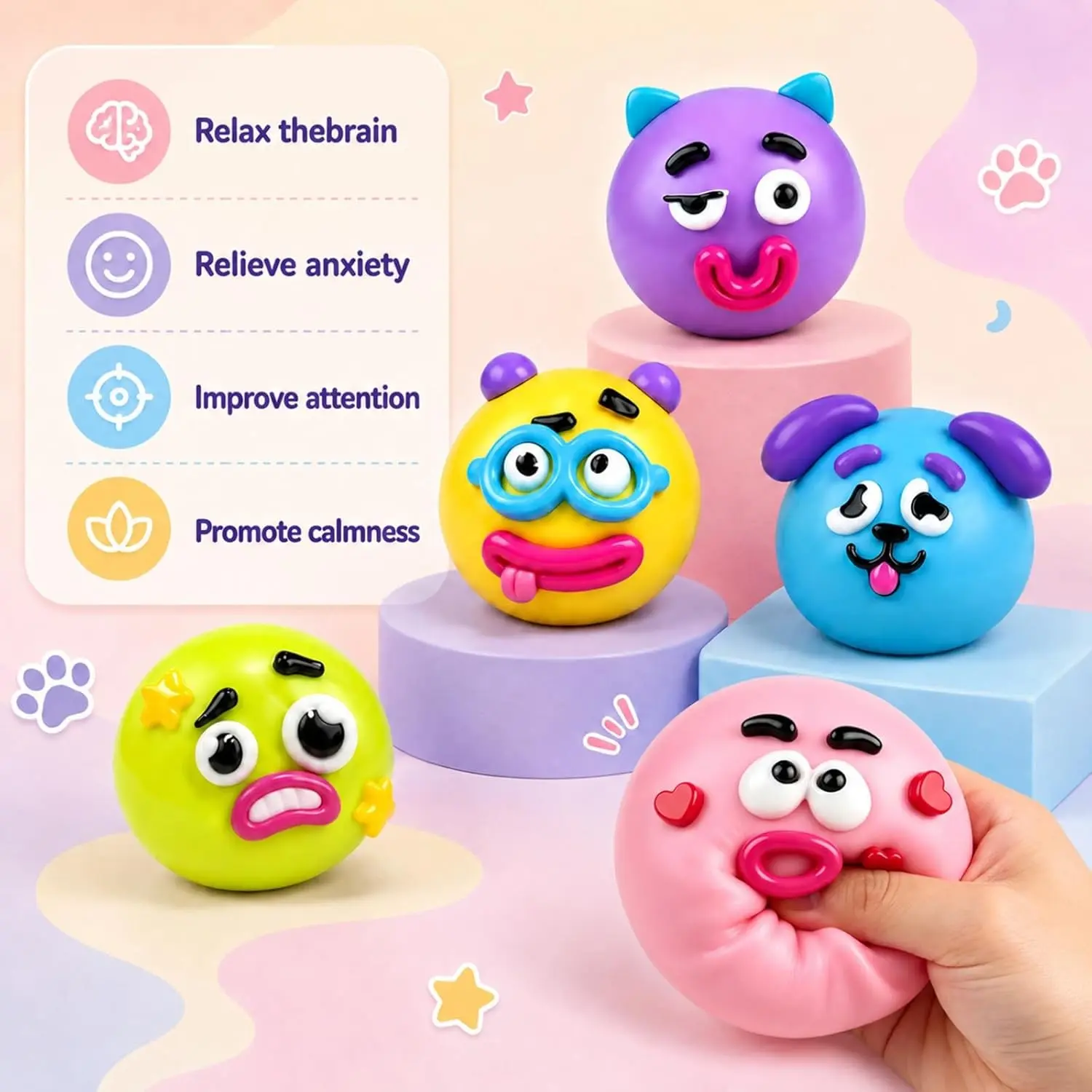New Dog Face Swap Squishy, Cute Slow Rise Relaxing Sensory Fidget Relief, Anxiety Relief for Adults, Portable Stress Squeeze Ball, Stress Ball Squishies