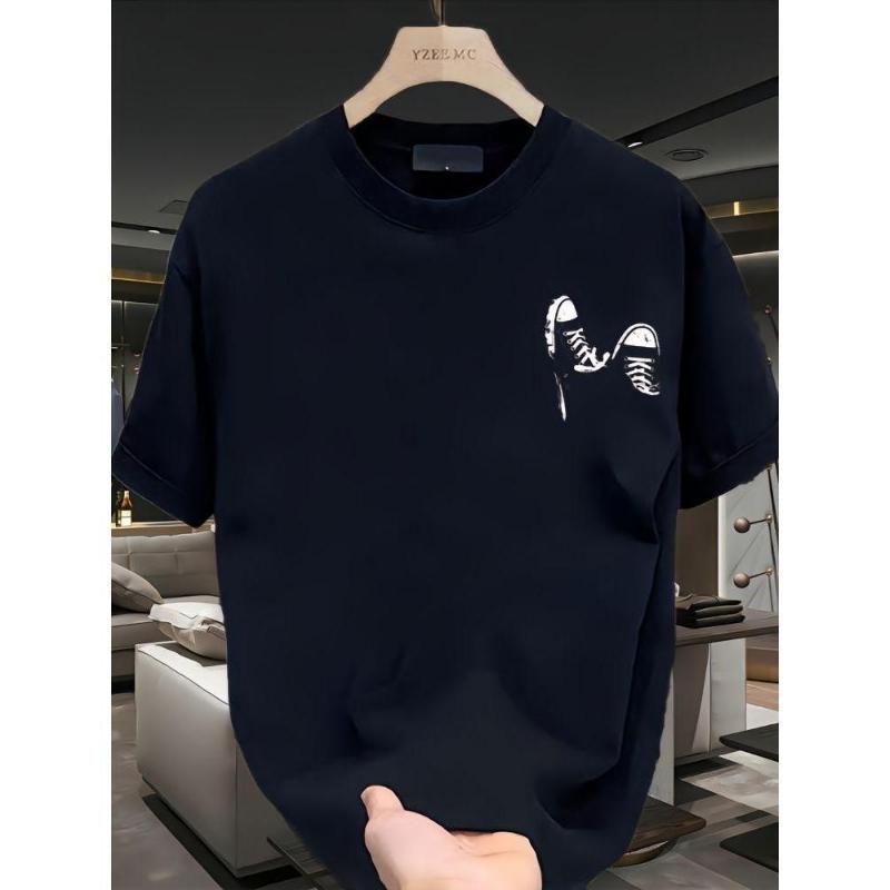 Summer New Simple Printed T-shirt Short Sleeves Round Neck Breathable Cotton Fabric Top Womenswear Day Soft Thick Tshirt Streetwear Crewneck Casual Shortsleeve Basic Fitted Minimalist Graphic Tee Boxy Fit Shirt Baggy Shirt Guys New Summer Clothes