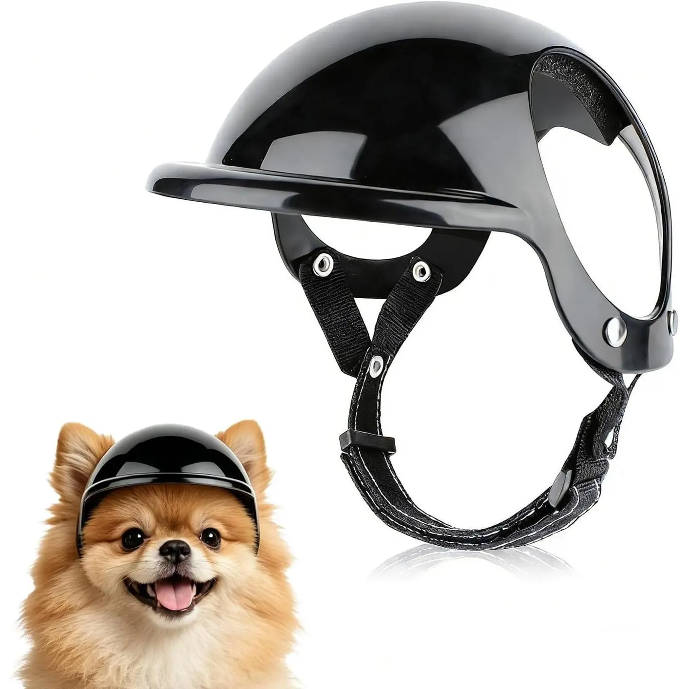 Dog Helmet for Extra Small Dogs, Kitten Motorcycle Helmet with Ear Hole Design, Extra Small Dog Hat for Chihuahua Yorkie, Adjustable, X-Small