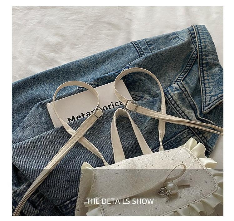 Polka Dot Lace Bow Mini Backpack for Women, Cute Coquette Y2K Bucket Bag, Lightweight Small Backpack with Adjustable Straps, Aesthetic School Travel Daily Outfit Bag for Girls & Teens