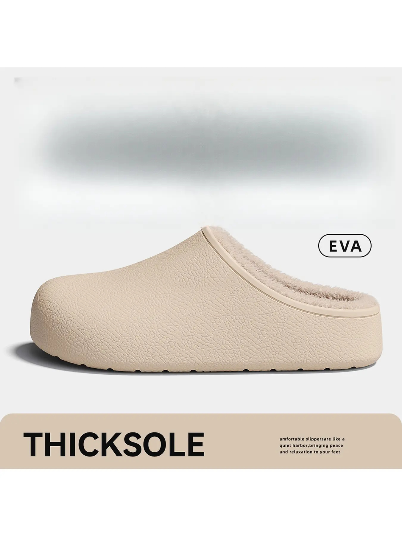 Unisex Fleece Lined Mule Slippers, Waterproof EVA Thick Sole Winter Warm Slip On Shoes Indoor Outdoor