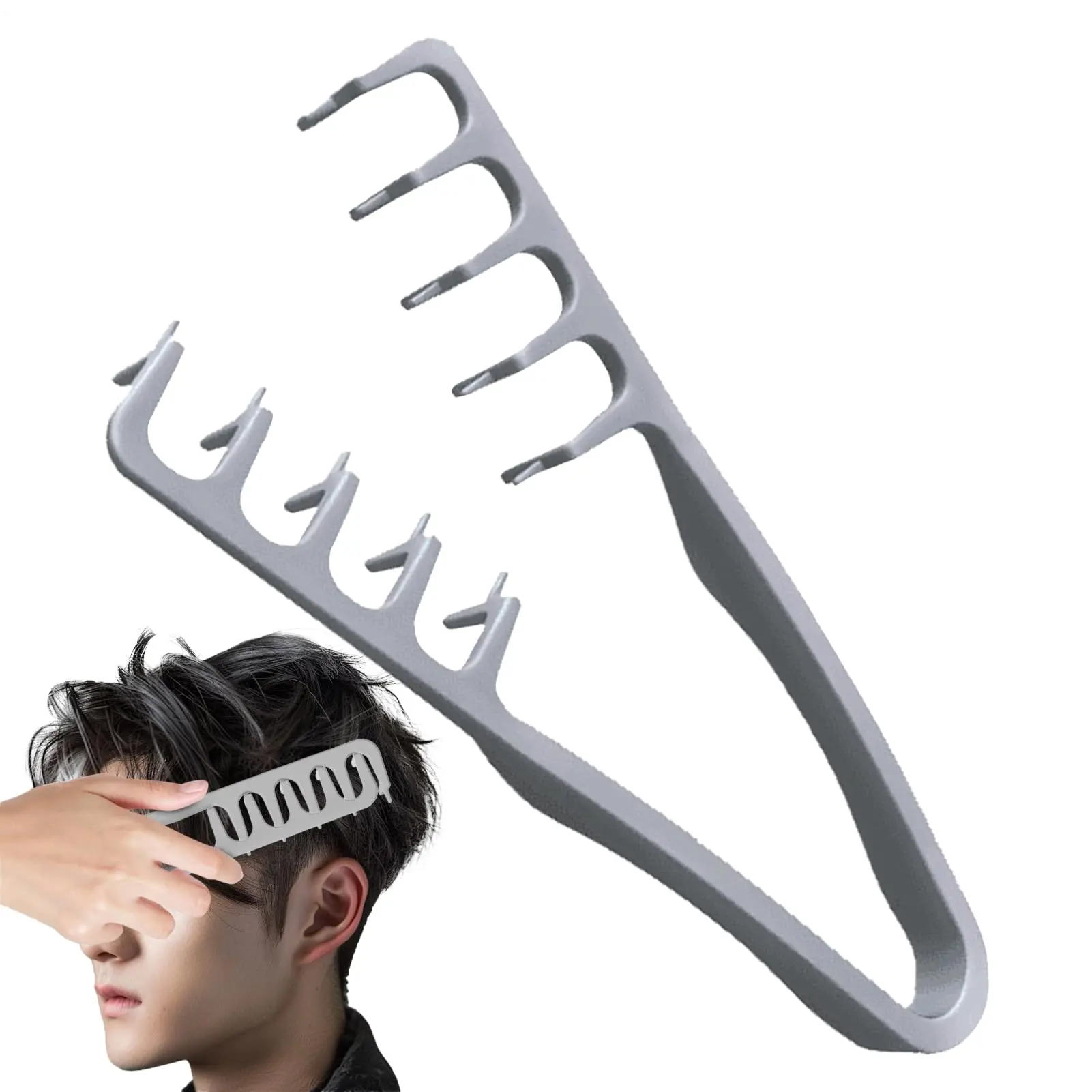 Texture Styling Comb for Men, Wide Tooth Comb, Volume Curling Comb, Natural Wave Hair Brush, Ergonomic Sewn-In Cap Small Horse Comb