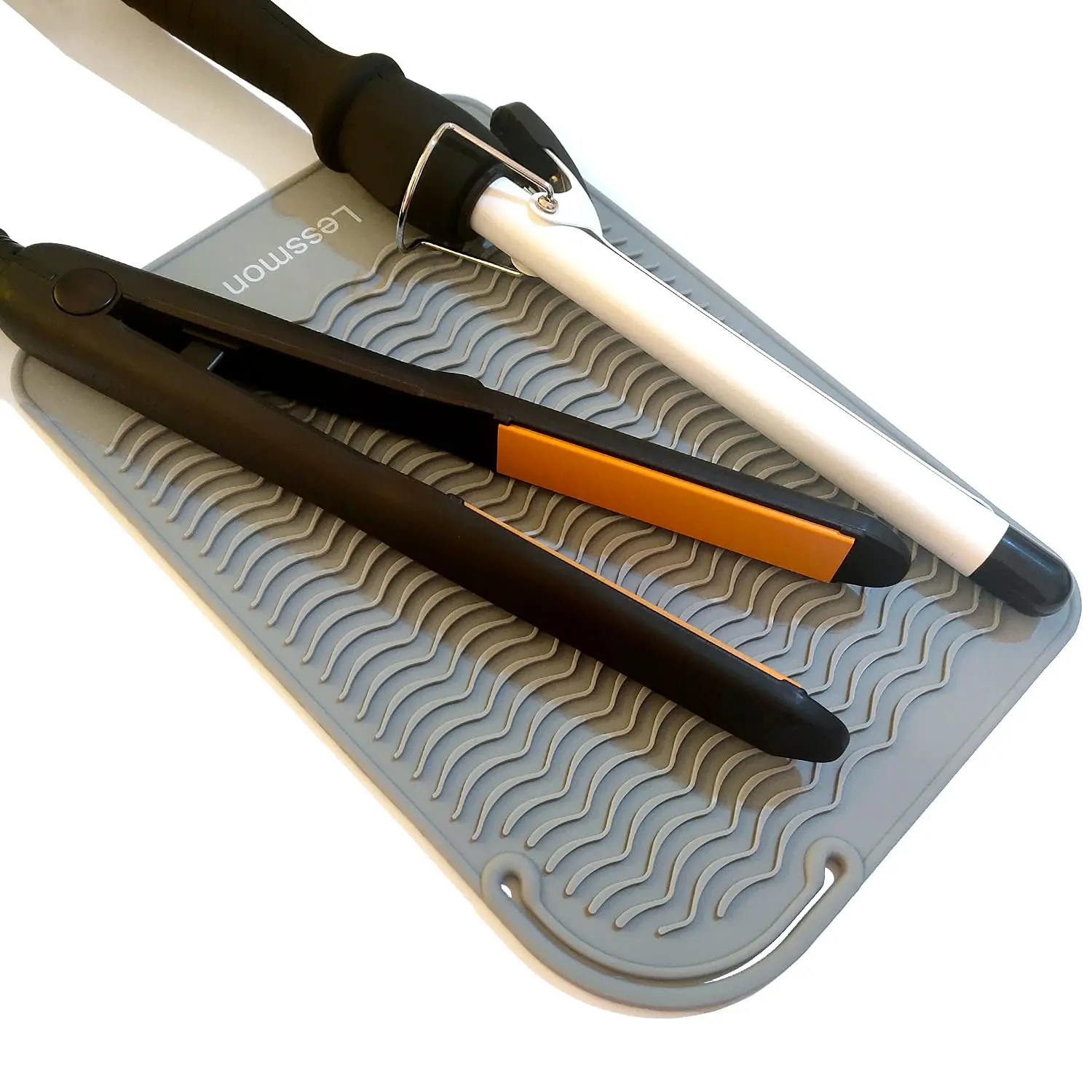 Large Heat Resistant Mat for Curling Irons, Hair Straightener, Flat Irons and Hair Styling Tools 11" x 7.5", Grey