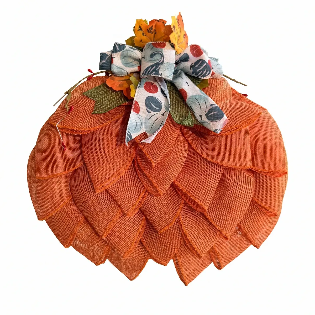 Fall Burlap Wreath Burlap Pumpkin Wreath Thanksgiving Pumpkin Wreath for Front Door Pumpkin Decor Wreath Light Ornaments