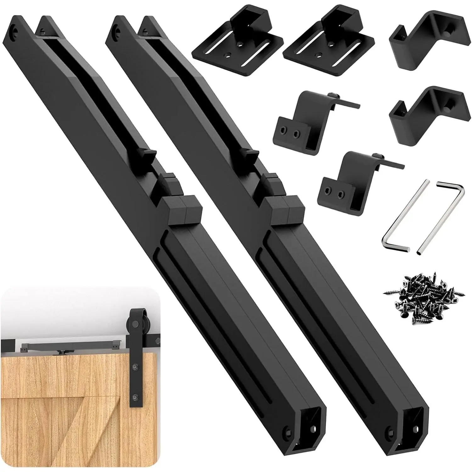 Barn Door Soft Close Kit, No-Drill Sliding Door Damper for 88-132 lbs Doors,  Fit for Bedroom Bathroom Closet Pantry (2PCS)