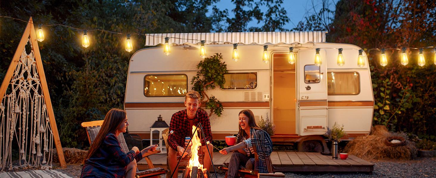 100FT Solar String Lights Outdoor Waterproof with Remote, 36+2 Shatterproof ST38 LED Bulbs, Dimmable Patio Lights Solar Powered, 3 Lighting Modes Solar Lights for Backyard, Garden, Deck