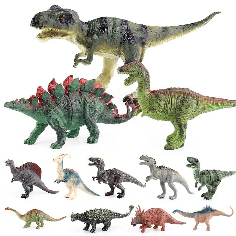 12 models of simulated dinosaur animals hollow toys small dinosaur mini ornaments figurines T-Rex Triceratops figurines