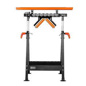 VEVOR 4-in-1 Roller Stand, 440 lb Load Capacity, 33-50 in Adjustable Height, Folding Heavy Duty with Rack Polished Multi-directional Roller Head, for Table Saw Outfeed Woodworking Extension Support