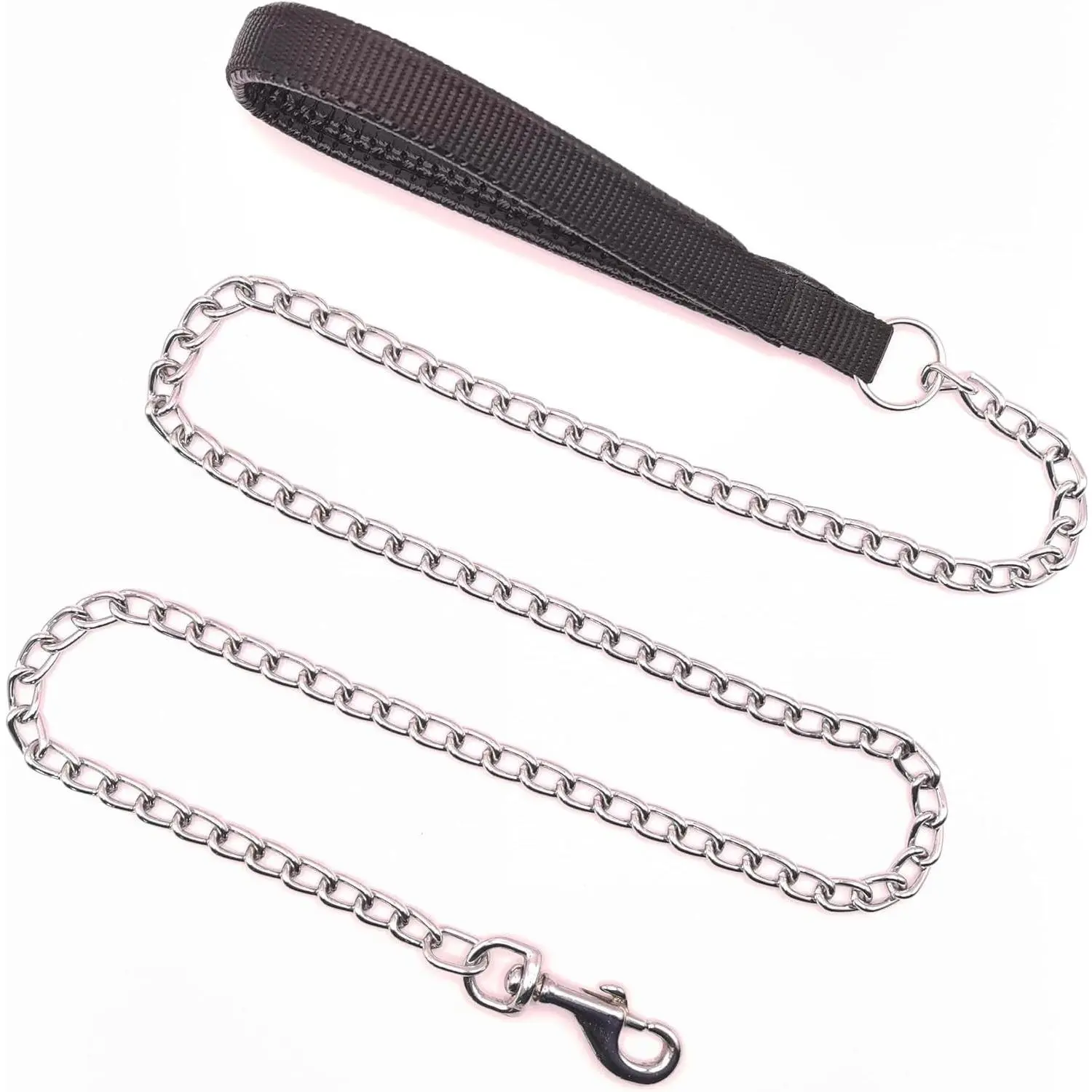 Metal Chain Dog Leash 4FT Chew Proof Puppy Leash 2.0mm Black Soft Handle Comfortable Bite Proof Indestructible Training Leash for Small Medium Large DogsGift