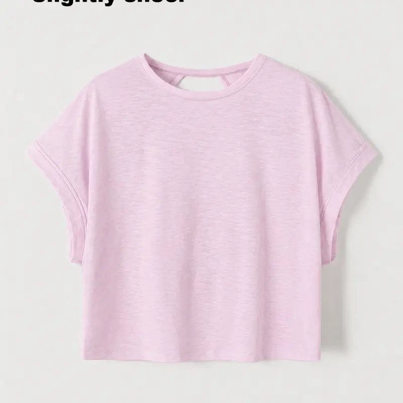 Women's Plain Round Neck Batwing Sleeve Tee, Casual Loose Tee, Casual Basic Short Sleeve Crew Neck T-shirt for Summer, Ladies Clothes for Daily Wear, Tops for Women, Plain Essential