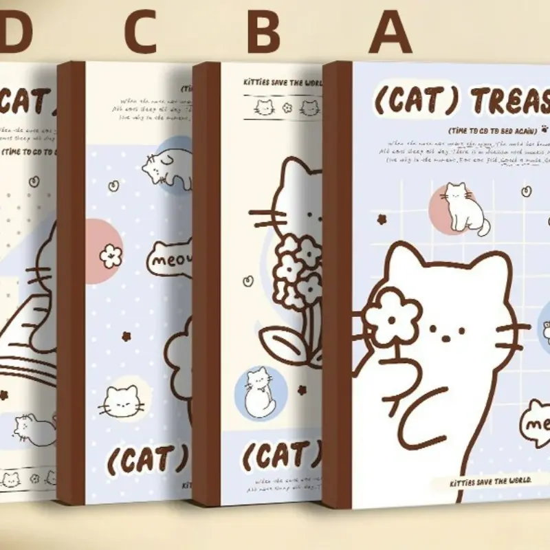 Cute Cat Print A4 Notebook, Japanese Cartoon Cat Diary, Soft Cover Writing Journal, Ideal for Studying, Perfect for Note-Taking