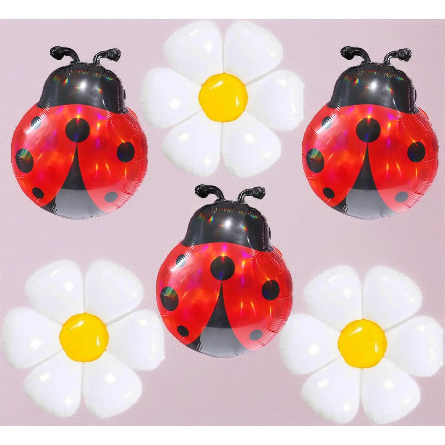 Ladybug Balloons 6 Pcs – Daisy Bug Balloons for Ladybug Birthday, Love Bug Baby Shower, Picnic Decorations, Young Wild Three Party & Ladybug Baby Shower
