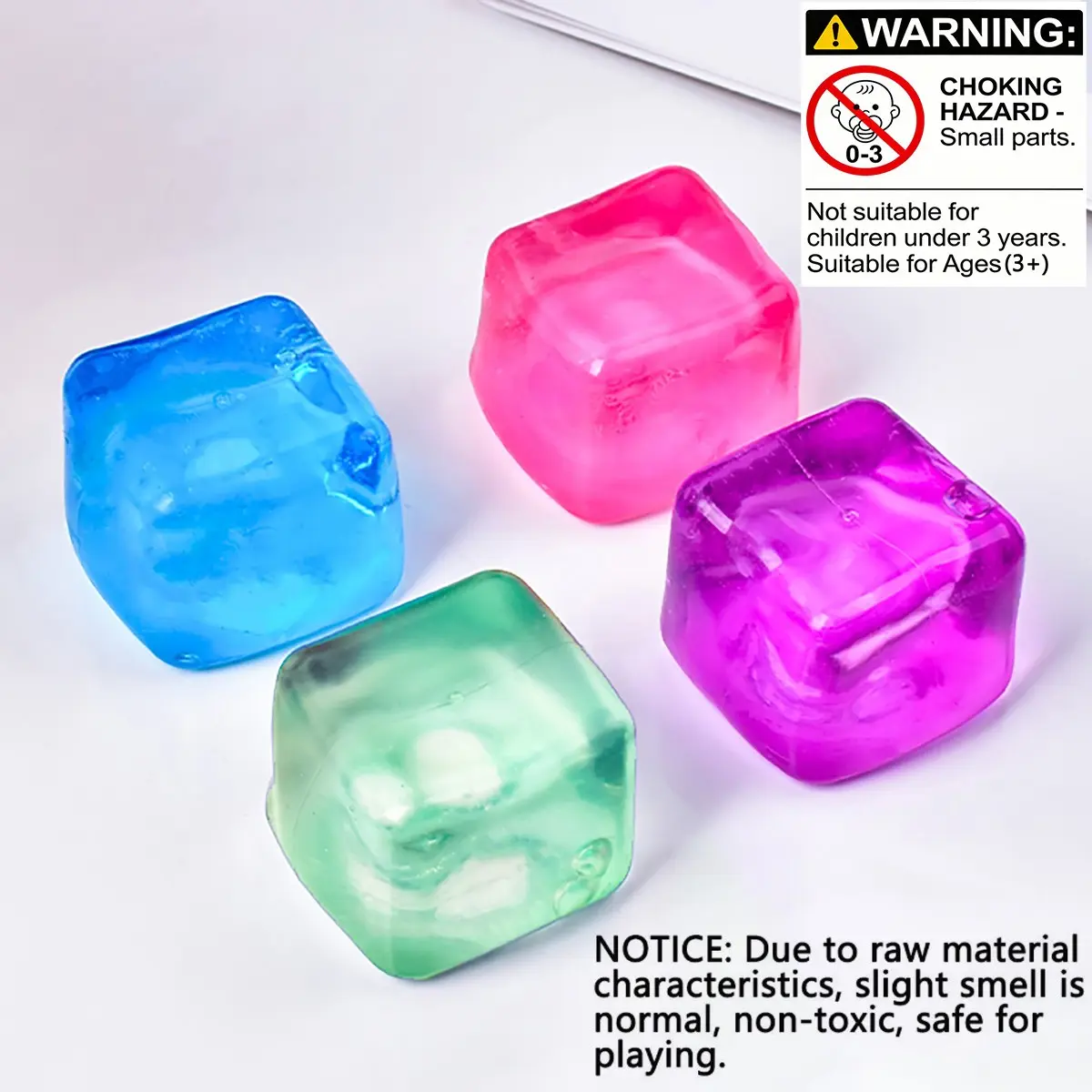 4 Pack Square Stress Balls, Slow Rebound Malt Ice Cube Toys, Portable Office Relief Toy, Holiday Party Gift, Random Colors, Squeeze Stress Balls