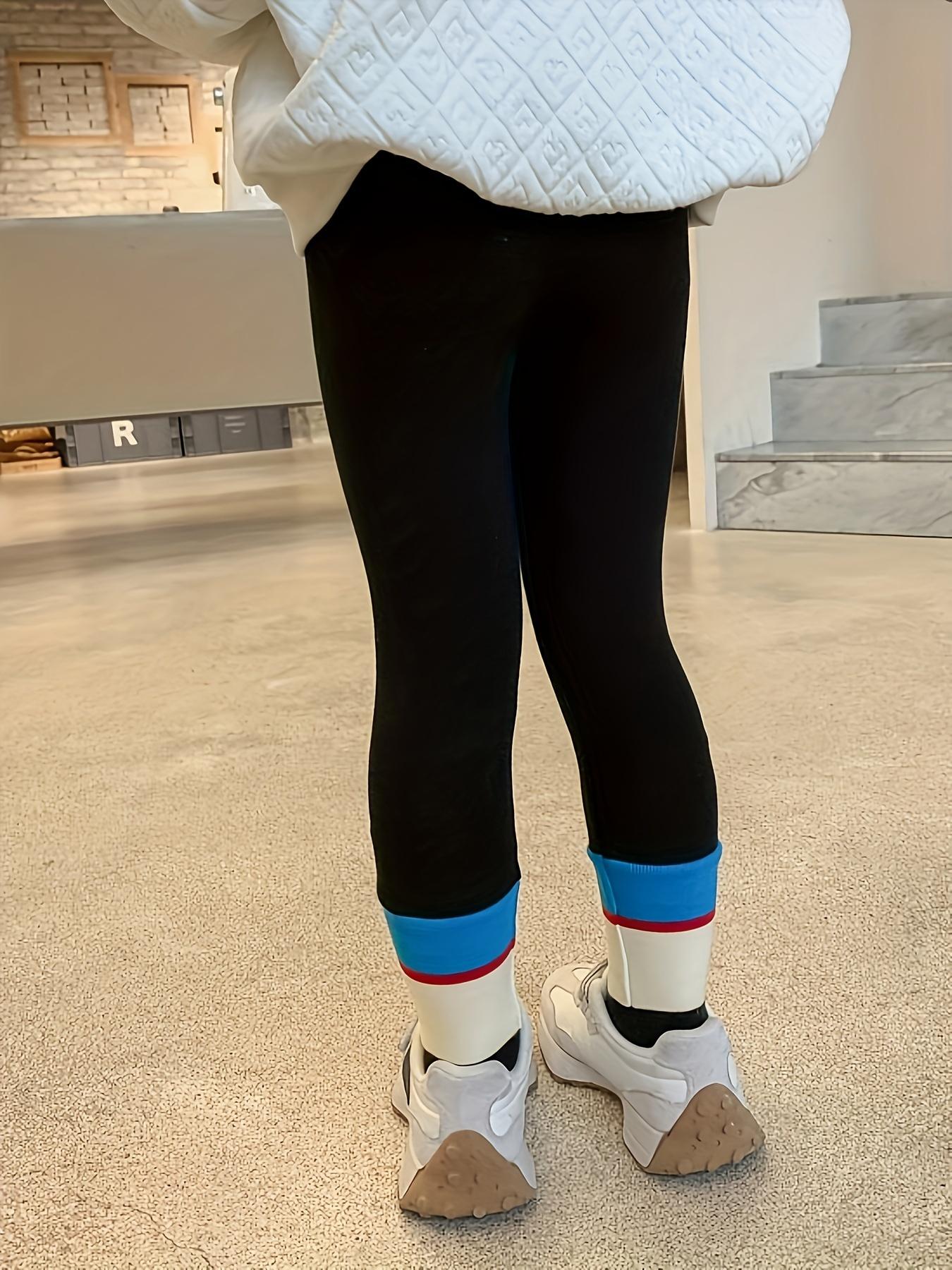 ' Animal Print Bootcut Leggings - Cozy Fleece-Lined Polyester Blend, Medium Stretch, Elegant Skinny Fit, Cropped Length, Winter Knit Fabric for Ages 12 and Under, Thick