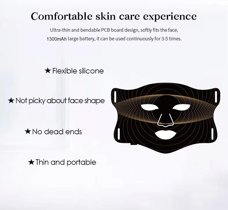 Manufacturer Customizable Facial Red Led Mask Beauty 4 Color Infrared Led Light Therapy Photon Face Silicone Mask