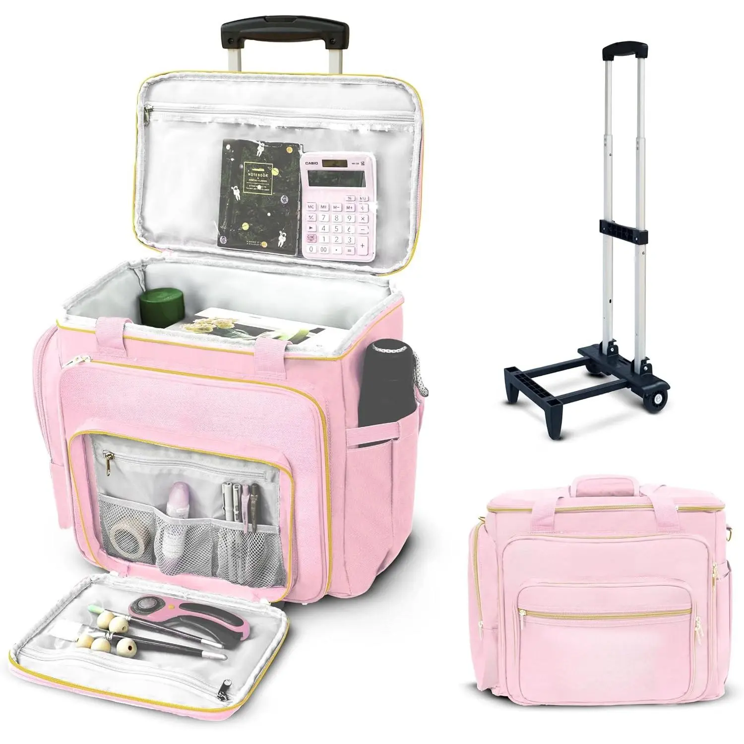 ing Teacher Bag with Wheels - Large Tote for Work with Detachable Wheels - ing Craft Bag & Sewing Machine Case - Water Resistance Craft Storage Organizer -