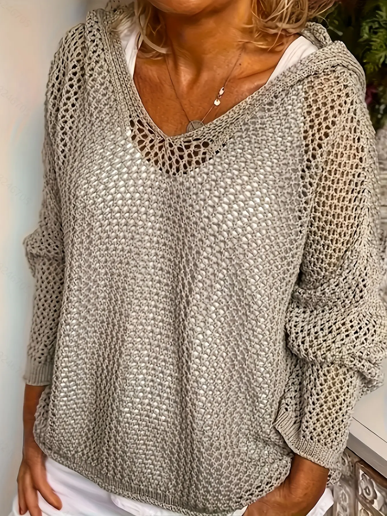Sporty Outerwear Tops for Women, Hooded Hollow-Out Mesh Knit Pullover, Breathable Gym Workout Cover-Up, Sporty Sports Outerwear Knitwear Womenswear