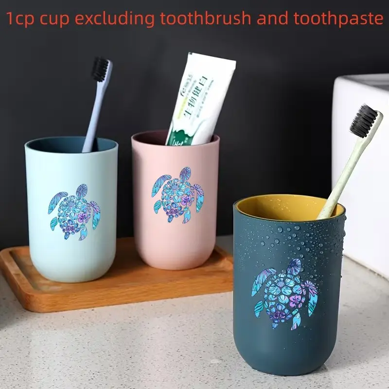 Cute Cartoon Mouthwash Cup, Ideal for Families and Couples, Modern Bathroom Accessory, Space-Saving Toothbrush Holder, Minimalist Design