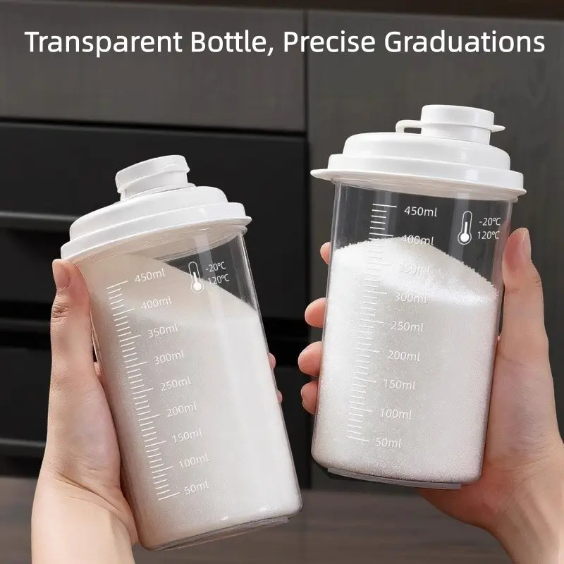 2pcs Food Storage Containers with Measuring Scale, Reusable Sealed Jars for Kitchen, Coffee Beans, Grains, Pantry Organization