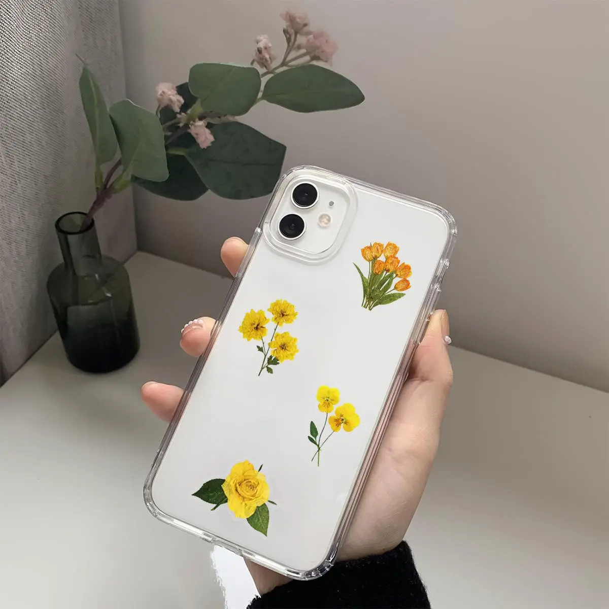 50Pcs Sunflower Transparent Yellow Stickers for Phone Cases Laptop Suitcases Phone Cases Packaging Waterproof Sticker