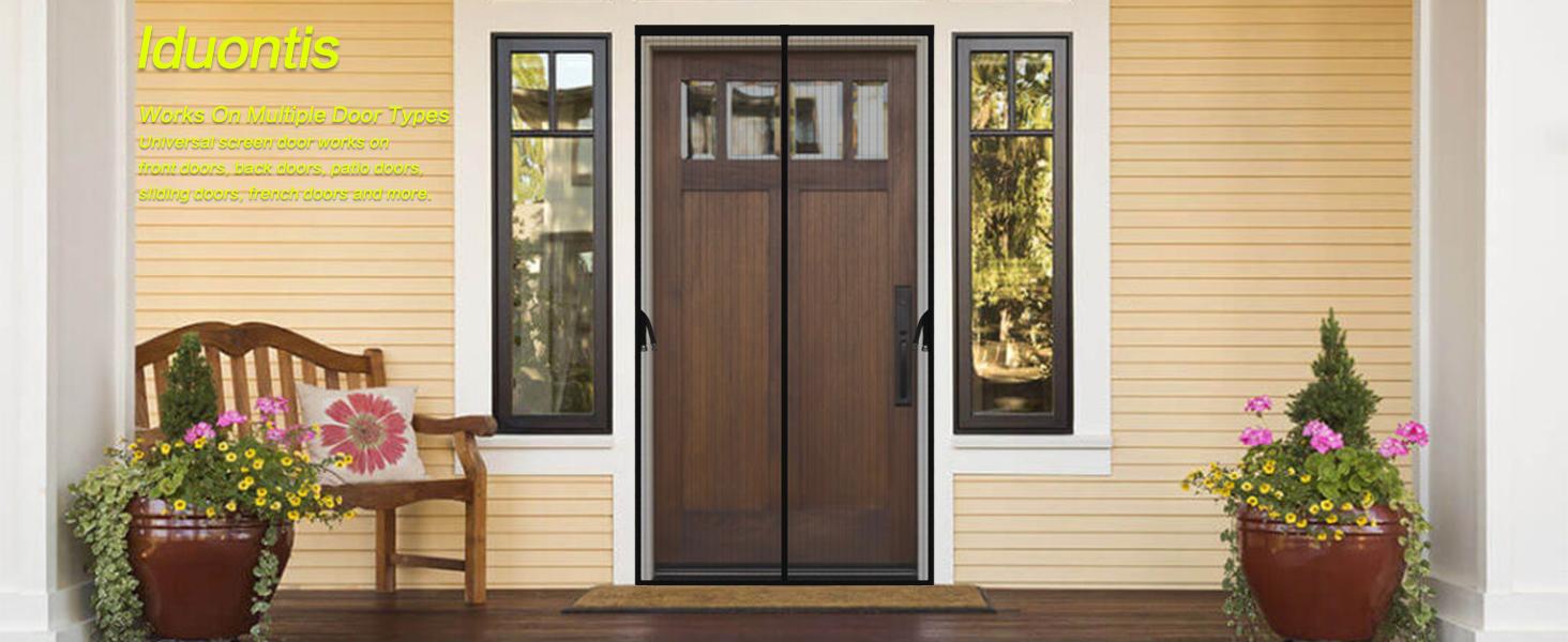 Magnetic Screen Door for 48 x 83 Inch French Door, Screen Itself Size: 50" x 84", Glass Sliding Door Heavy Duty Screen Door Mesh Curtain Keeps Bugs Out for Patio, Sliding Or Large Door