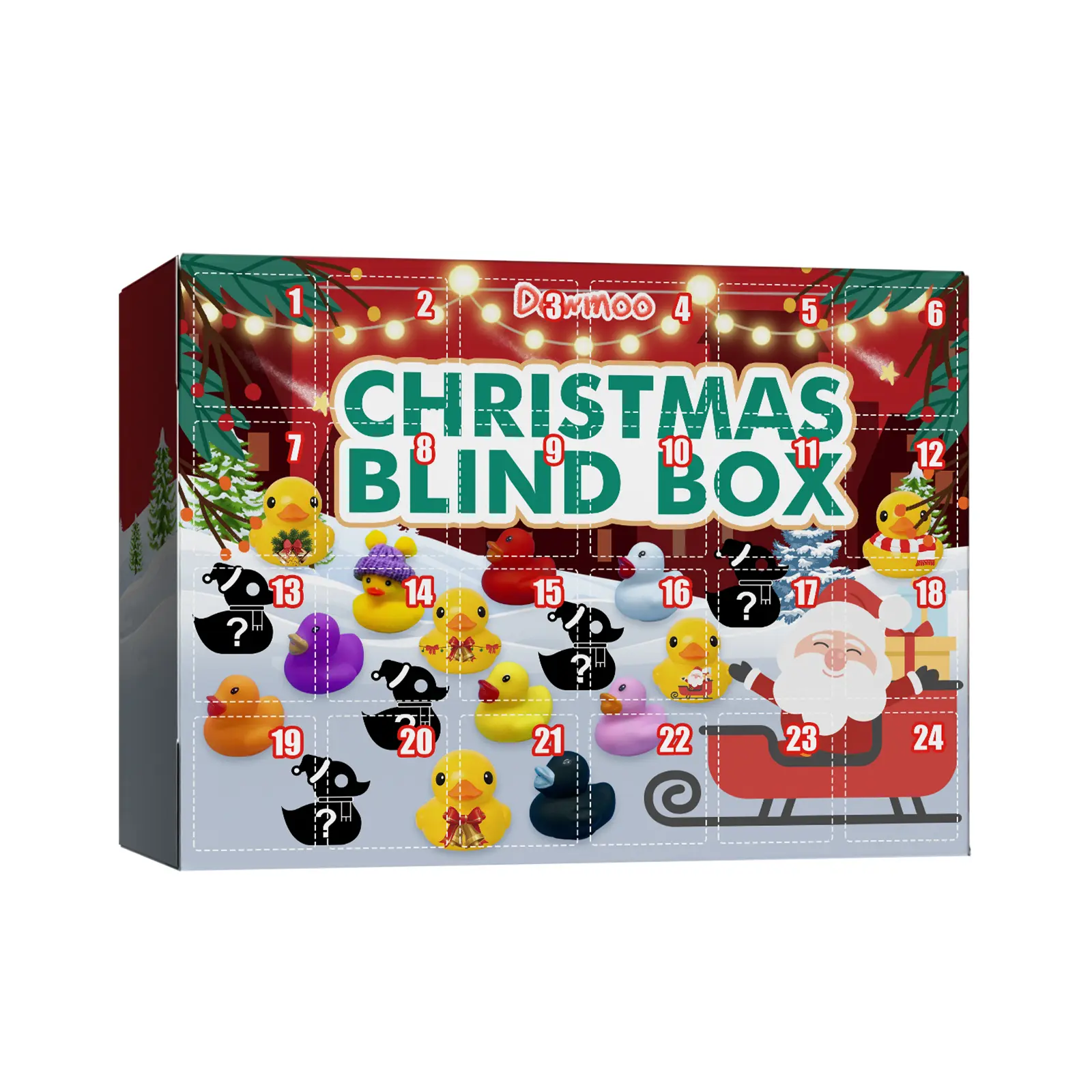 Dowmoo Christmas Rubber Duck Advent Calendar Christmas Rubber Duck Toy Blind Box 24-Grid Creative Toy