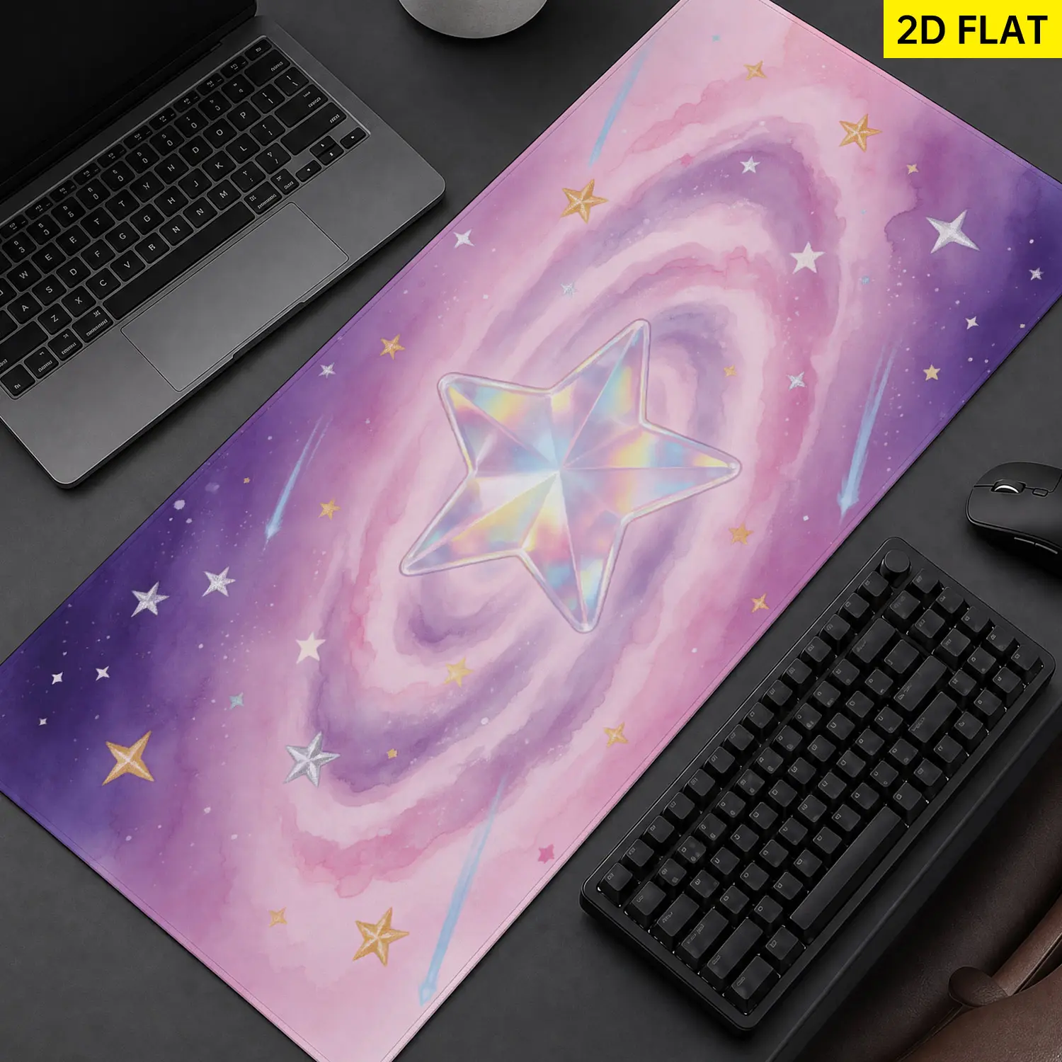 Extra Large holographic star galaxy Mouse Pad,Non Slip Rubber Pad,Desktop Decoration Drotection Pad,Washable,Lock Edge Multi Size,Premium Multipurpose Mousepad For Office,Study,Gift for Family and Friends