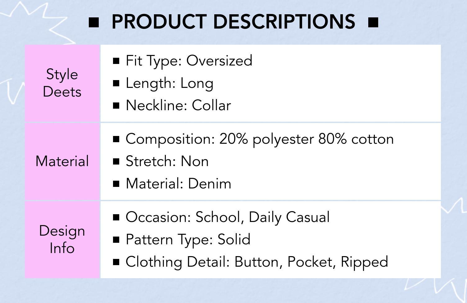 Cider [size 0-10] Collar Solid Ripped Denim Blouse