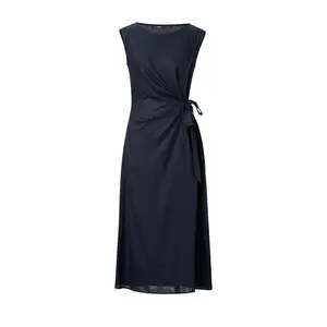 100% Linen Side Tie Women Sleeveless Maxi Dress