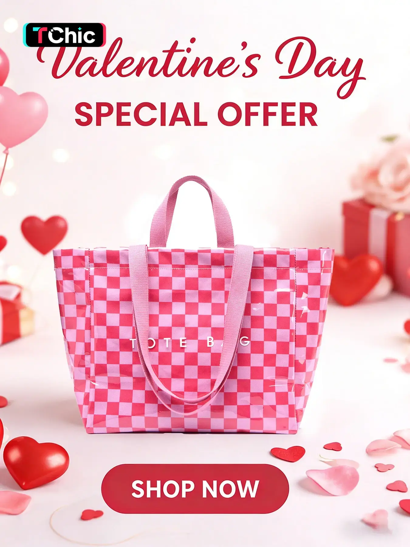26 Valentine's Day Gift Letter Print Large Capacity Tote Bag, Commuter Shoulder Bag, Trendy Versatile Handbag, Shopping Bag, Fashionable Women's Big Bag